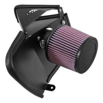 K&N Typhoon air intake with silver mandrel-bent aluminum tube and red oiled conical air filter for 2.0L Audi