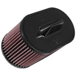 K&N E-0651 drop-in performance air filter featuring pleated red oiled cotton media for Maserati V6 engines.
