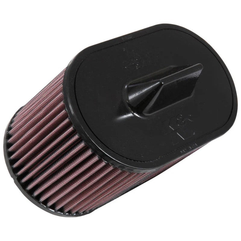 K&N E-0651 drop-in performance air filter featuring pleated red oiled cotton media for Maserati V6 engines.