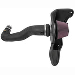 K&N 57 Series FIPK air intake system with black HDPE tube and red oiled air filter for 2015-2017 Ford Mustang 2.3L