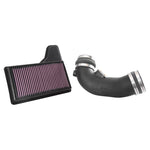 K&N 57-Series 57-2590 performance air intake system with high-flow filter and CAD-designed tube for Ford Mustang GT.