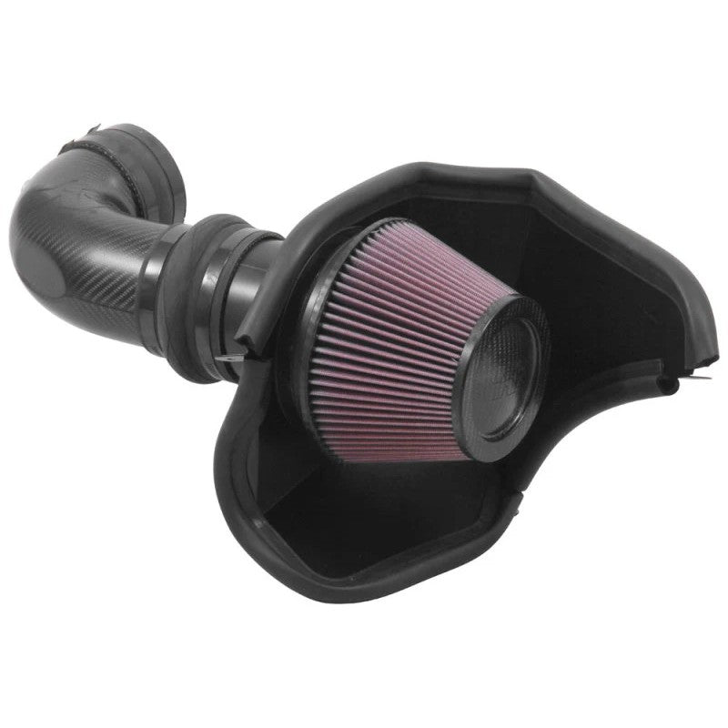 K&N AirCharger performance intake system with carbon fiber tube and red oiled cotton filter for 2016-2019 Cadillac CTS V