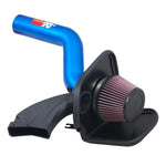 Blue powder-coated K&N Typhoon intake tube and high-flow air filter for 2016-2018 Ford Focus RS