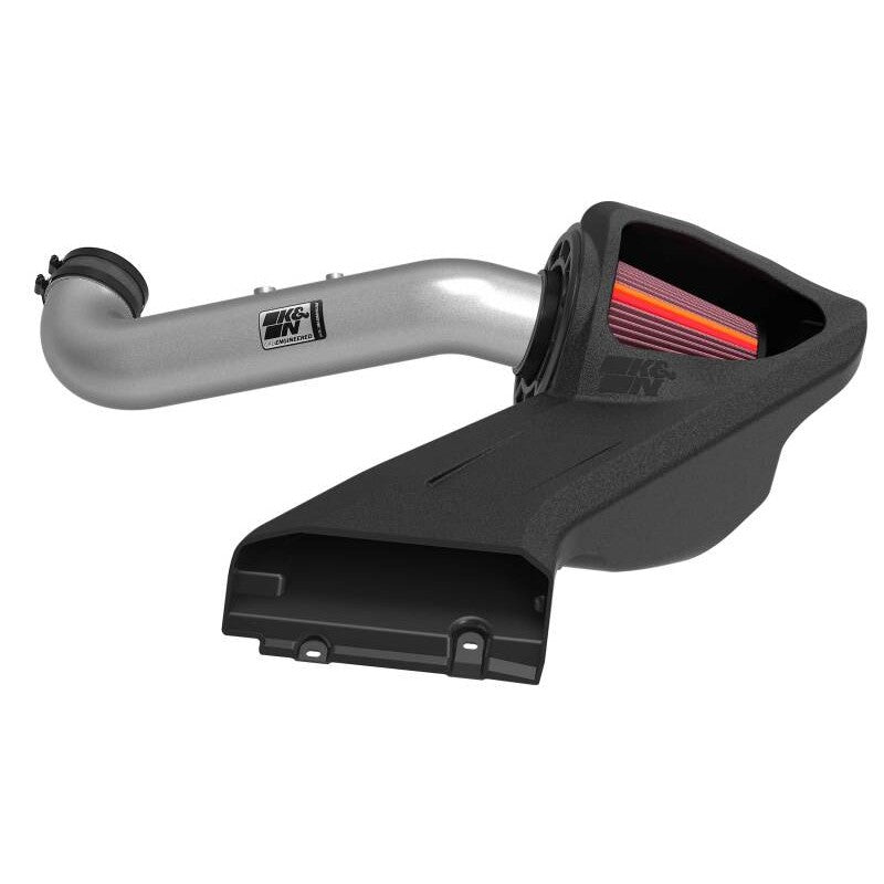 K&N NextGen cold air intake system with a 6063 aluminum tube and red conical air filter for 2015-2025 Ford F-150.