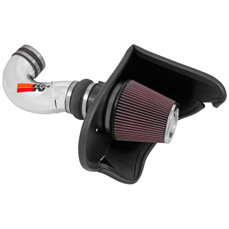 K&N 69-4534TP Typhoon air intake with polished aluminum mandrel-bent tube and conical red oiled filter for Camaro SS