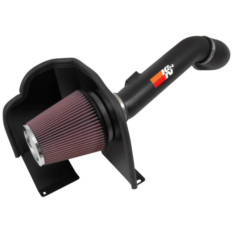 K&N 77-3090KTK cold air intake system with mandrel-bent aluminum tube and conical oiled cotton filter for GM HD trucks