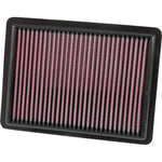 K&N 33-3096 high-flow oiled cotton drop-in replacement air filter with black rubber frame
