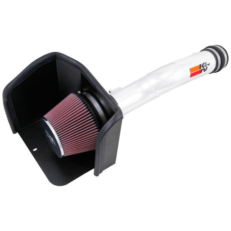 K&N 77-Series high-flow air intake system with polished aluminum tube and red conical filter for Toyota Tacoma