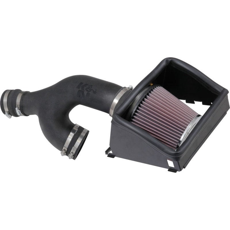 K&N 63-2599 AirCharger intake system with rotationally-molded HDPE tube, conical air filter, and heat shield