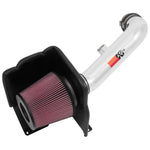 K&N 77-3101KP performance air intake kit with polished aluminum tube and red conical air filter for 6.6L V8 engines.