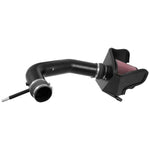 K&N 77-Series Performance Air Intake Kit with aluminum intake tube and red conical filter for 2017-2019 Ford F-250 6.2L