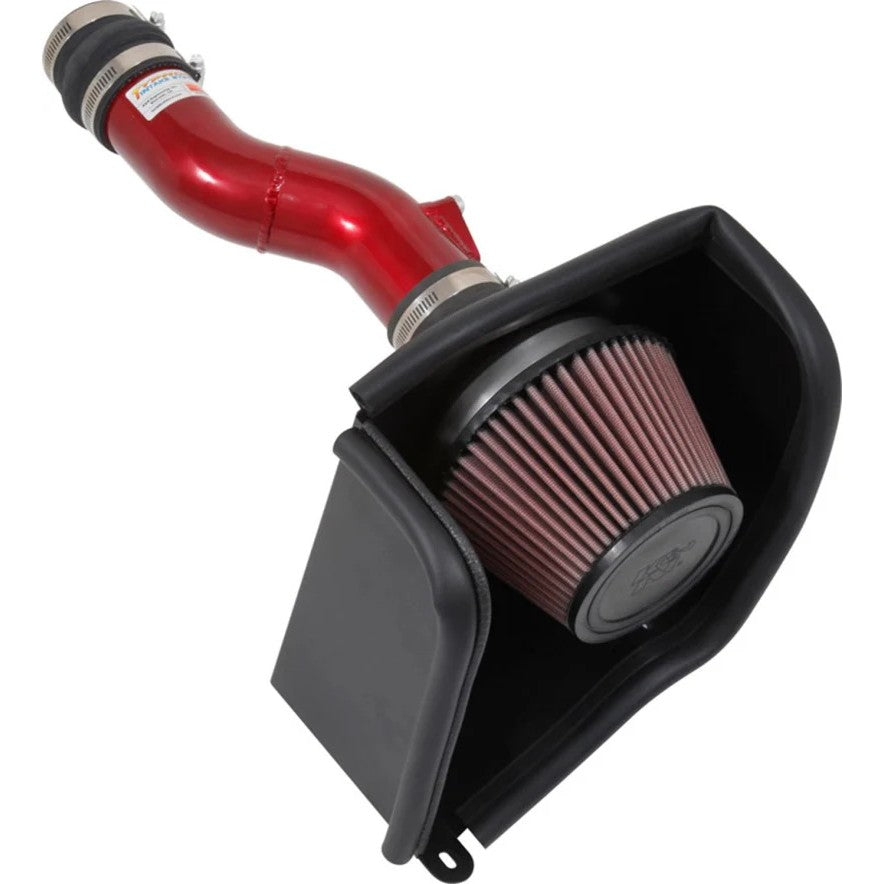 K&N 69-1504TR Typhoon air intake system with red aluminum tube and conical air filter for 2017-2020 Honda Civic Si