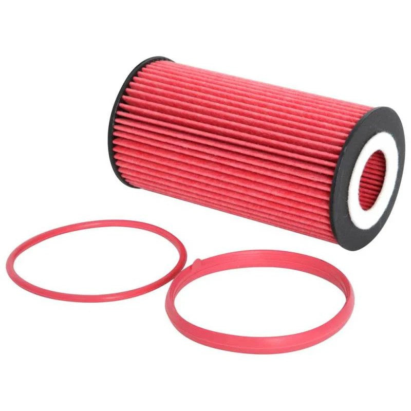 K&N HP-7010 cartridge style oil filter featuring pleated high-flow filtration media.