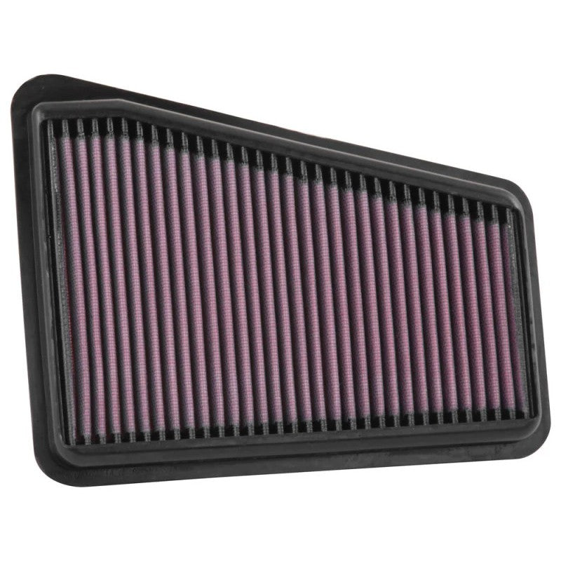 K&N 33-5068 right side drop-in high-flow air filter with red pleated cotton media for Genesis G70 and Kia Stinger V6-3.3L