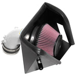 K&N 69-5320TS Typhoon silver short ram intake with mandrel-bent aluminum tube and conical oiled cotton air filter.