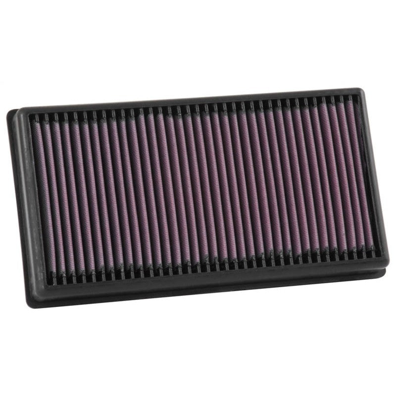 K&N 33-5071 drop-in replacement air filter featuring red pleated cotton media and a durable black molded frame.