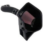 K&N 63-3110 AirCharger intake system with black molded induction tube and high-flow air filter with heat shield.