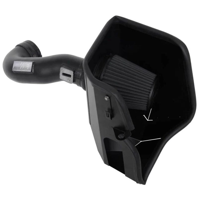 K&N Black Performance Intake Kit featuring black high-flow tube, heat shield, and dryflow synthetic air filter.