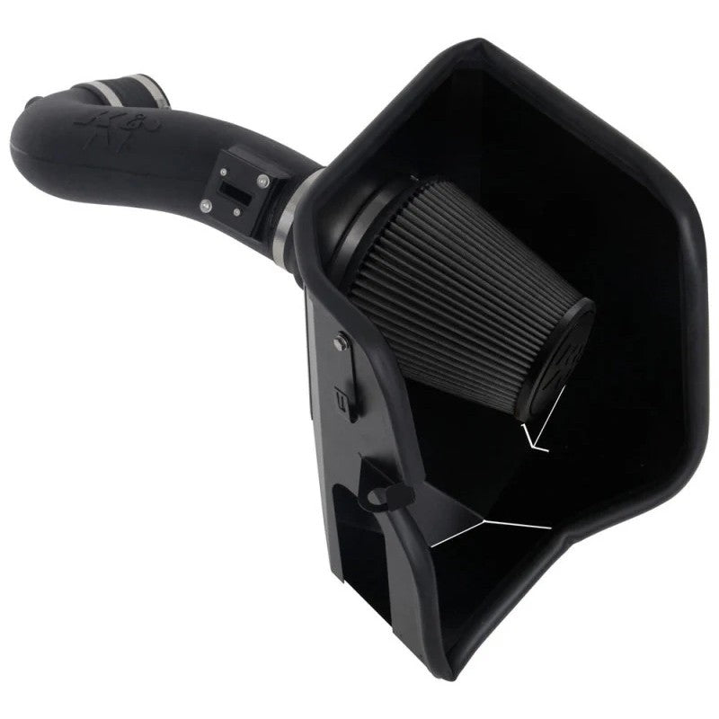 K&N DRYFLOW performance air intake system with oil-free synthetic filter and custom intake tube for GM 6.2L V8 engines.