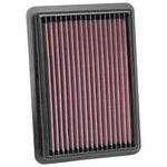 K&N High-Flow washable air filter 33-5096 with pleated red oiled cotton media for Mazda engines.