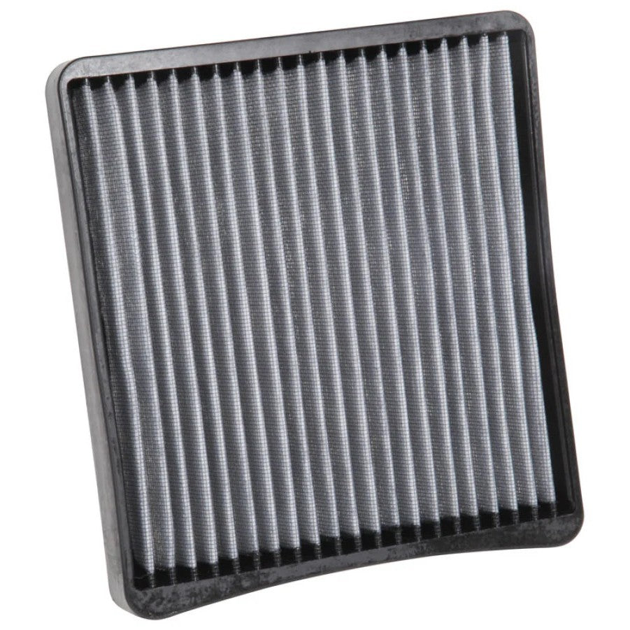 K&N VF2065 washable cabin air filter with white pleated synthetic media and black frame