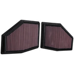 Set of two K&N 33-3155 high-flow washable oiled cotton air filters for 2020-2026 BMW 4.4L engines.