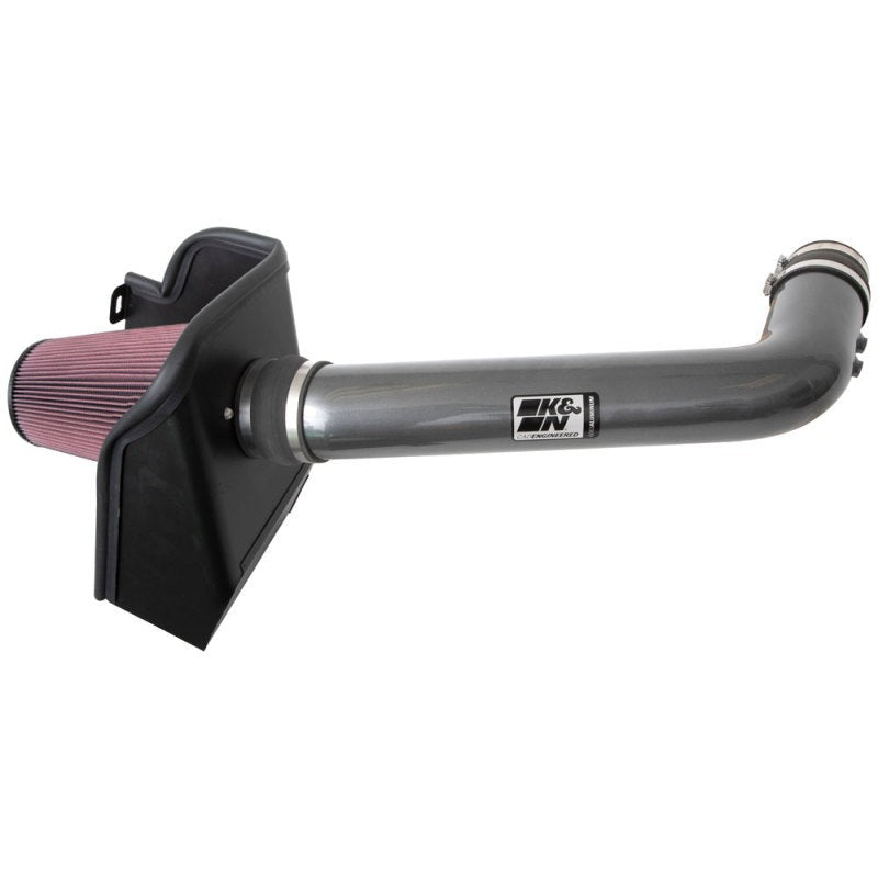 K&N 77-2593KC performance intake kit with mandrel-bent aluminum tube and red oiled cotton filter