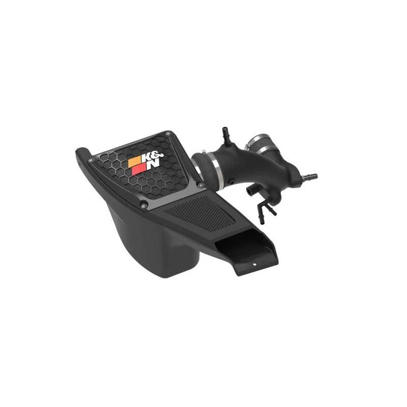 K&N AirCharger cold air intake kit 63-2620 with black HDPE tube and enclosed air box for 2.3L Ford Bronco.