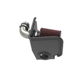 K&N 69-6036TC Typhoon cold air intake with silver mandrel-bent aluminum tube and red oiled cotton filter.