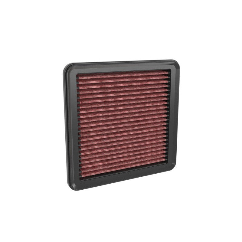 K&N 33-5120 replacement air filter with red pleated oiled cotton media and black flexible frame.