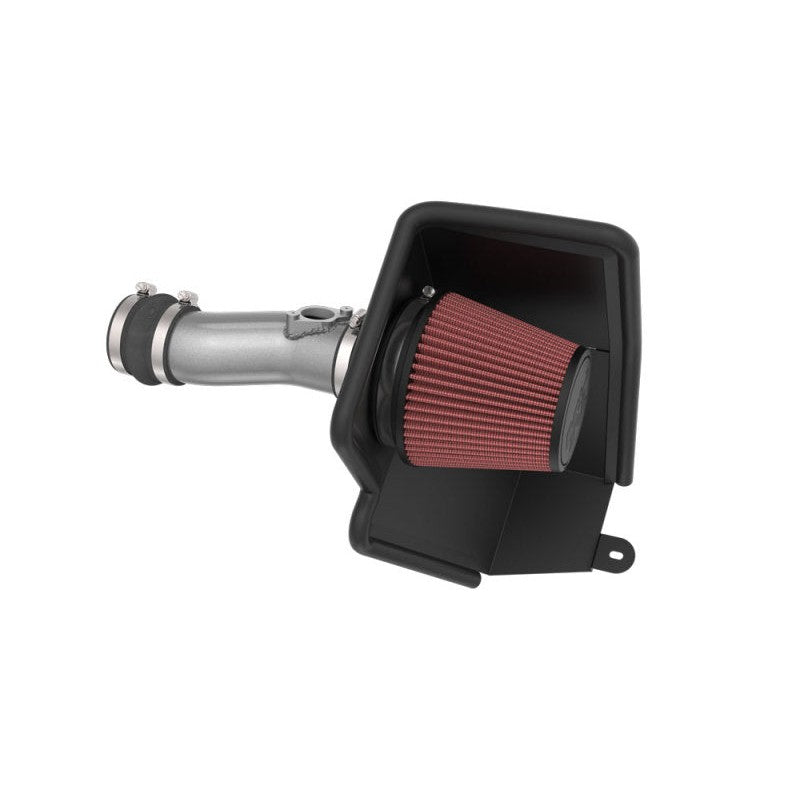 K&N Typhoon Series silver mandrel-bent aluminum cold air intake system with red oiled cotton filter for 1.5L Honda engines