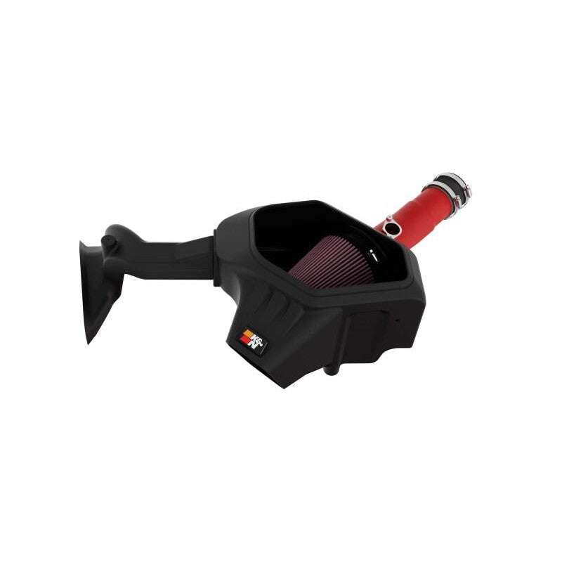 K&N Typhoon performance air intake system with mandrel-bent aluminum tube and conical high-flow oiled cotton air filter.