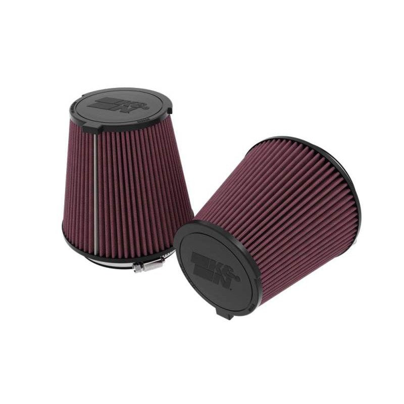 Pair of K&N E-0630 red oiled cotton high-flow drop-in air filters for 2024-2026 Ford Mustang 5.0L