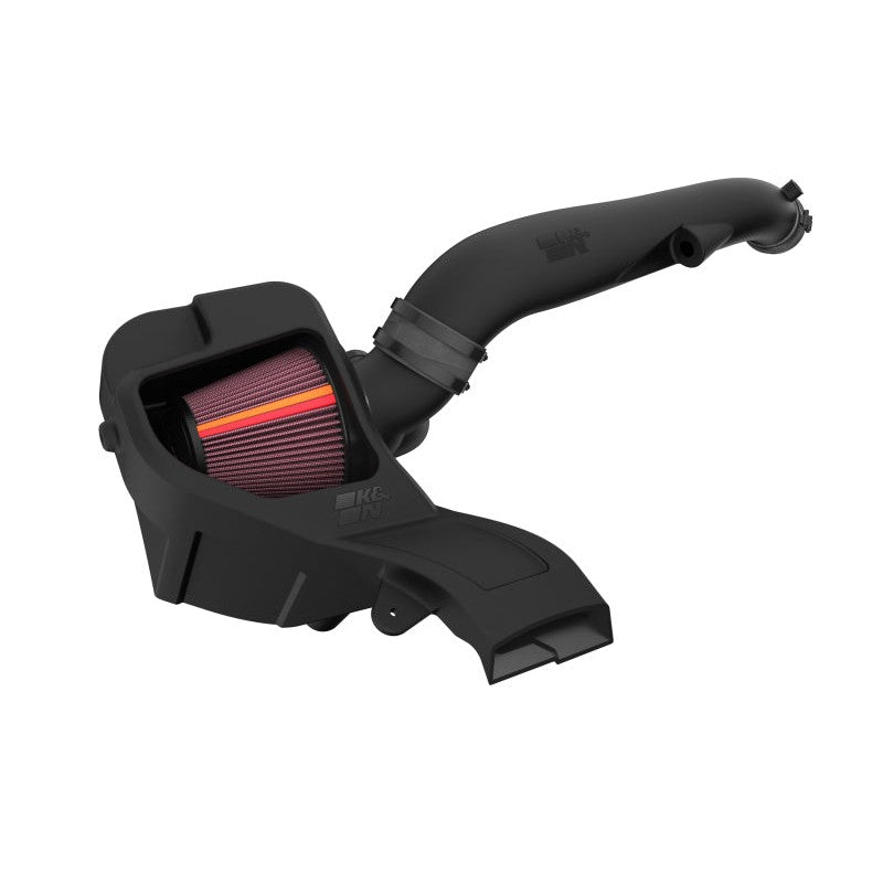 K&N NextGen cold air intake with HDPE molded tubes and red oiled cotton filter for 2024-2026 Ford Ranger Raptor.