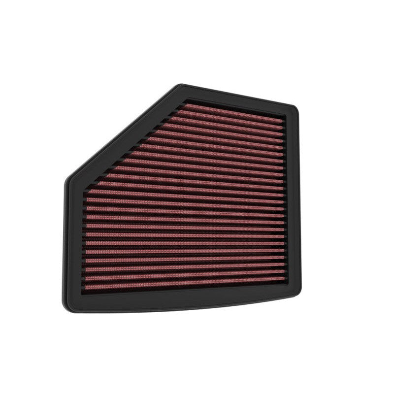 K&N 33-5119 high-flow replacement air filter with red oiled cotton media and black rubber sealing frame