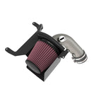 K&N 77-2618KC performance air intake kit with silver mandrel-bent aluminum tube and red oiled cotton air filter