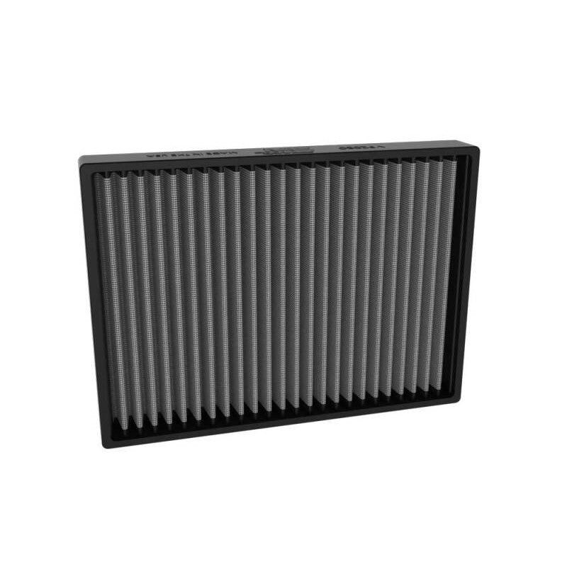 K&N VF2080 washable cabin air filter with red pleated synthetic media and black plastic frame