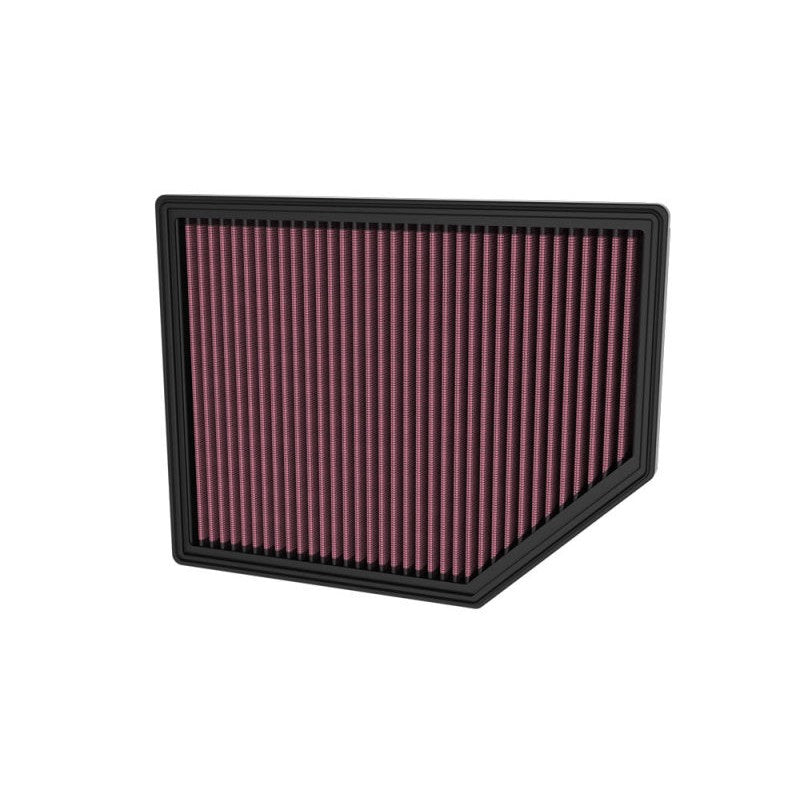 K&N 33-5132 replacement high-flow air filter with red oiled cotton media and black flexible frame.