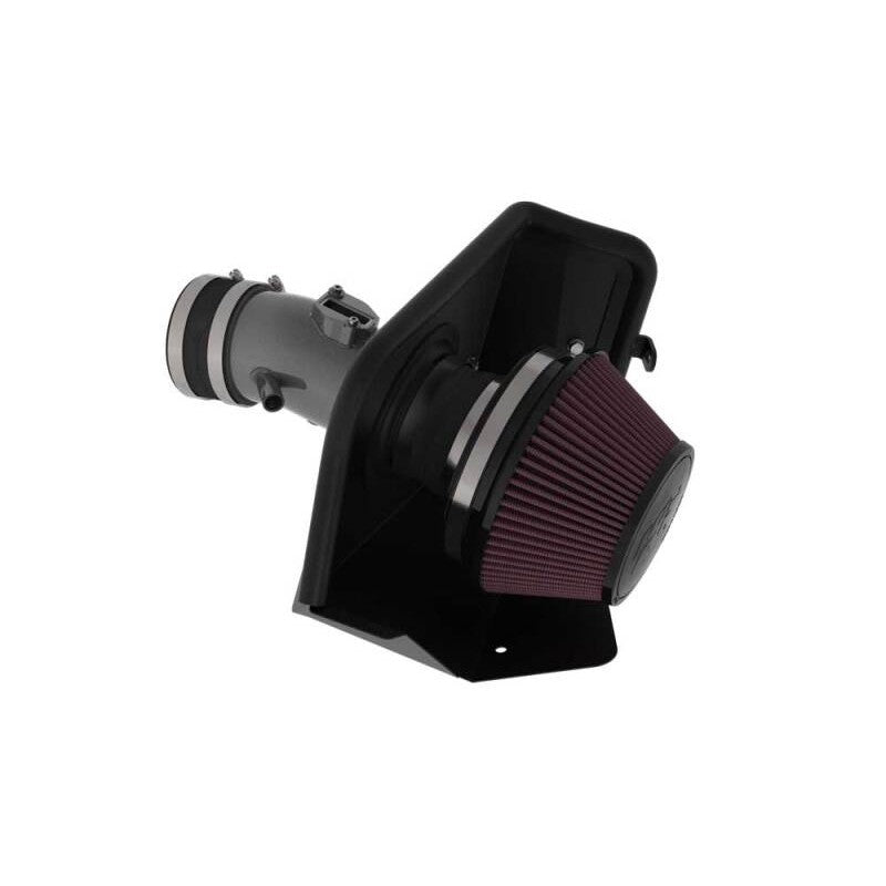 K&N performance air intake system with mandrel-bent aluminum tube and red oiled cotton air filter