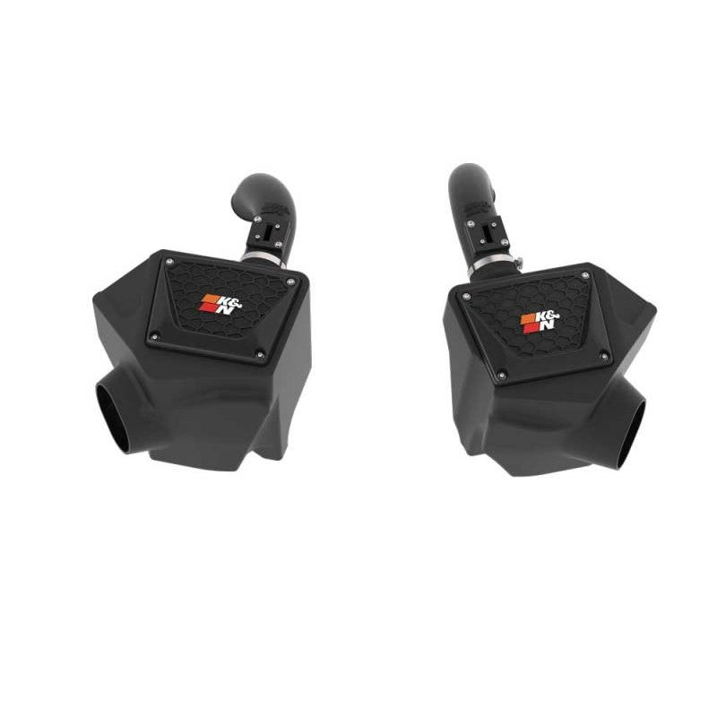 K&N 63-9042 AirCharger cold air intake system with black HDPE tube and red oiled cotton filter for Toyota Tundra.