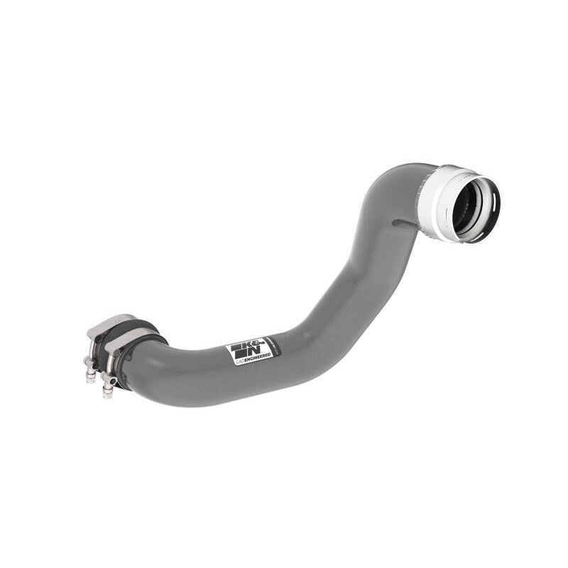 Gunmetal gray powder-coated aluminum K&N charge pipe for 2023-2026 Chevrolet Colorado and GMC Canyon 2.7L.