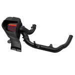 K&N NextGen cold air intake system with black HDPE tube, heat shield air box, and red oiled cotton conical filter.