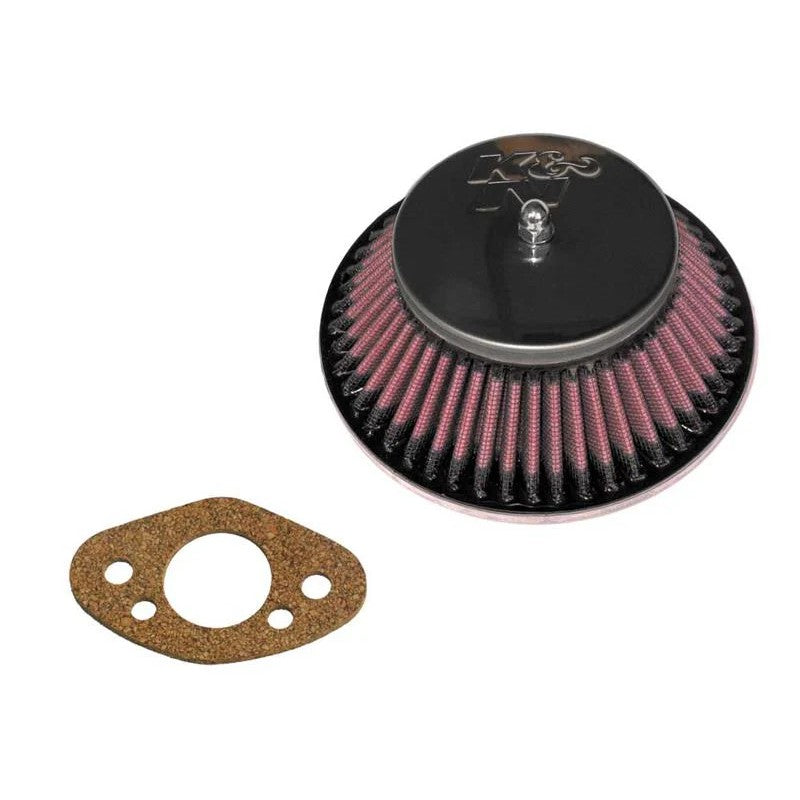 K&N 56-9335 Custom Round Race Filter assembly featuring chrome top and base plates for 1959-1974 Rover.