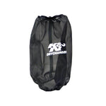 Black round tapered K&N Drycharger air filter wrap RC-4780DK with silicone-treated polyester mesh.