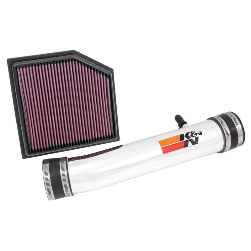 K&N 69 Series Typhoon polished aluminum air intake tube and high-flow filter kit for Lexus 3.5L.