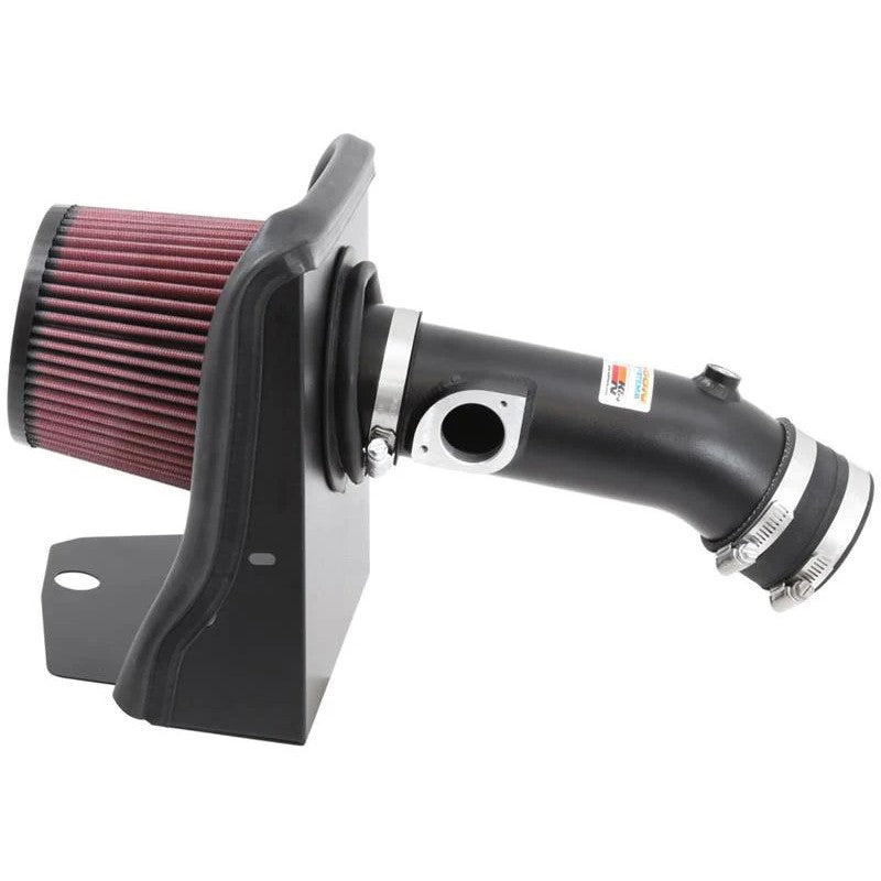K&N 69 Series Typhoon intake kit 69-6033TTK with black aluminum tube and red oiled cotton filter for 2013-2018 Mazda 3.