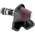 K&N 69 Series Typhoon intake system with mandrel-bent aluminum tube, red conical air filter, and black heat shield