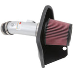 K&N 69 Series Typhoon silver aluminum intake tube and red conical air filter for 2014-2021 Mazda 3 and Mazda 6 2.5L