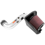 K&N 77 Series intake system with polished mandrel-bent aluminum tube and conical red oiled cotton air filter