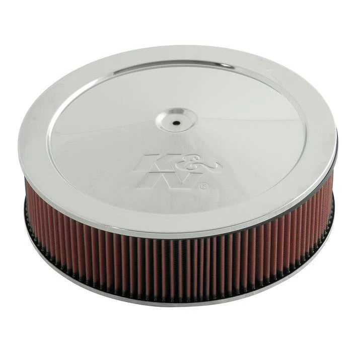 K&N AirCharger 63-1007-1 performance intake with round high-flow air filter and polished chrome lid.